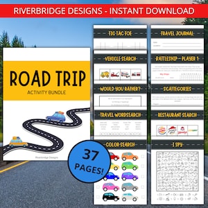 Roadtrip-activiteitenbundel | Roadtrip-games | Afdrukbare activiteiten voor gezinnen en kinderen | Reisactiviteitenpakket | Reisspellen voor kinderen