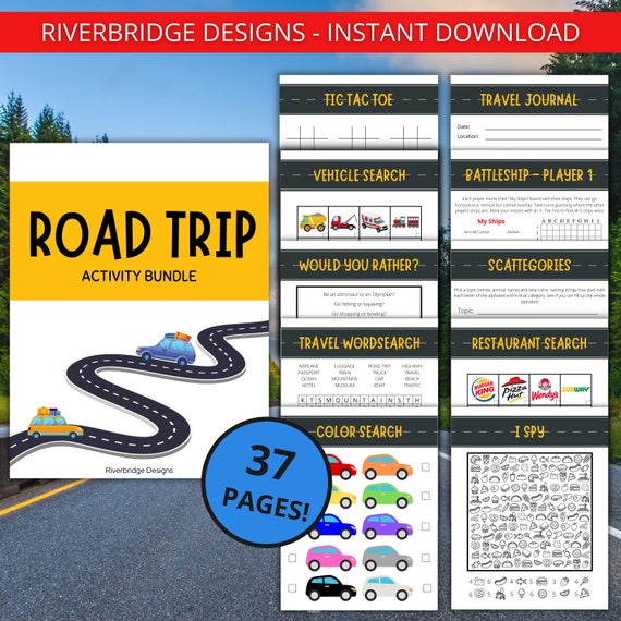 Road Trip Activity Bundle | Road Trip Games | Printable Activities for Families and Kids | Travel Activity Pack | Kids Travel Games