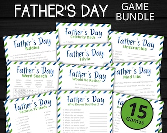 父の日ゲームバンドル | 子供と大人向けの印刷可能な父の日ゲーム | パーティーゲームとアクティビティ | 家族向けゲーム | 教室向けゲーム