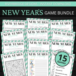New Year&#39;s Eve Game Bundle | Printable New Year&#39;s Eve Games For Kids and Adults | Party Games and Activities | Family Games | Mint