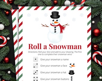 Roll A Snowman Game | Printable Christmas Game | Winter Activity For Kids and Adults | Christmas Party Game | Holiday Classroom Game