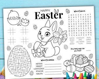 Easter Placemat | Printable Easter Activities for Families and Kids | Easter Games | Easter Party | Instant Download | 8.5x11 and 11x17