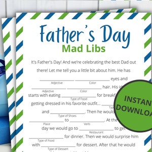 Father&#39;s Day Mad Libs | Printable Father&#39;s Day Games For Kids and Adults | Party Games and Activities | Family Games | Classroom Games