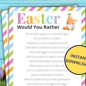 Easter Would You Rather | Printable Easter Game | Easter Activity For Kids and Adults | Easter Party Game | Family Game | Classroom Game