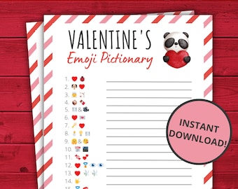 Valentine's Day Emoji Pictionary | Valentine's Party Games | Valentines Day Activity For Kids and Adults | Virtual and Printable Party Games