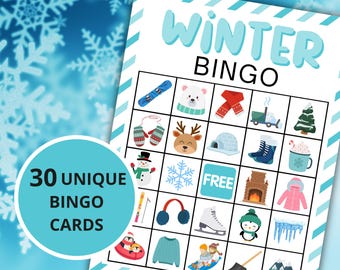 Winter Bingo | Winter Party Game | Printable Activities for Families and Kids | Snow Day Activity | Classroom Game | Instant Download