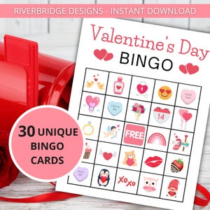 Valentine&#39;s Day Bingo | Valentine&#39;s Bingo | Valentines Day Activity For Kids | Valentine&#39;s Games | Valentine&#39;s Party Game | Instant Download