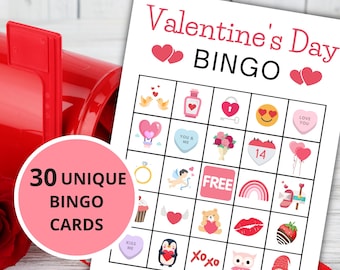 Valentine&#39;s Day Bingo | Valentine&#39;s Bingo | Valentines Day Activity For Kids | Valentine&#39;s Games | Valentine&#39;s Party Game | Instant Download