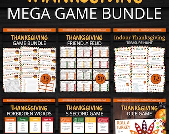 Thanksgiving Mega Game Bundle | Printable Thanksgiving Games For Kids and Adults | Party Games and Activities | Family and Classroom Games