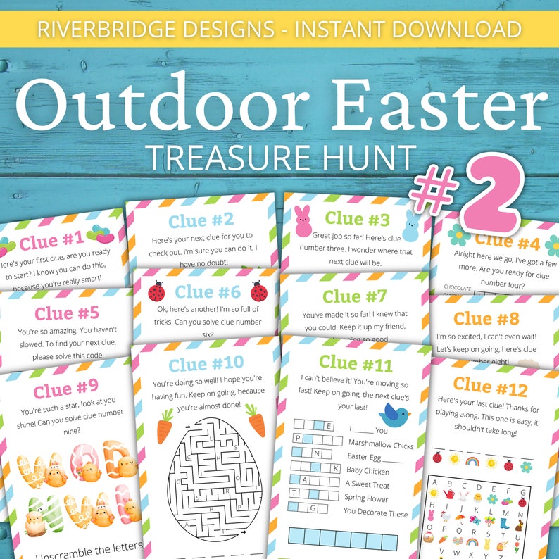 Outdoor Easter Treasure Hunt 2 For Older Kids Easter Scavenger Hunt Easter Activity for Kids and Teens Easter Games Easter Puzzles image 1