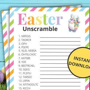 Easter Unscramble Game | Printable Easter Game | Easter Activity For Kids and Adults | Easter Party Game | Family Game | Classroom Game