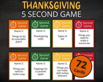 Thanksgiving 5 Second Game | Printable Thanksgiving Game | Thanksgiving Activity For Kids and Adults | Thanksgiving Party and Classroom Game