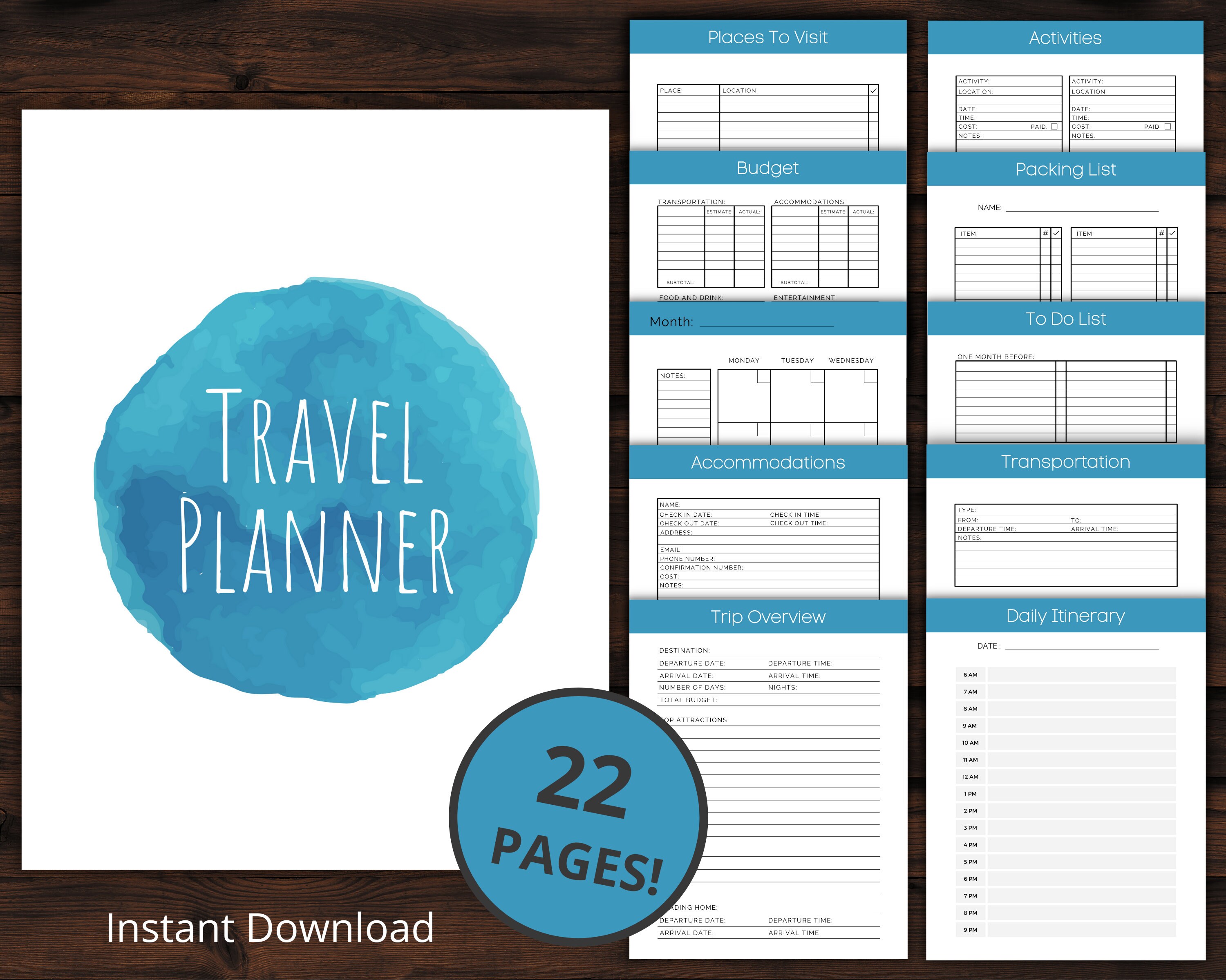 Printable Travel Planner | Vacation Planner | Trip Itinerary | Travel ...
