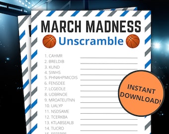 March Madness Unscramble Game | Printable March Madness Game For Kids and Adults | NCAA Men's Basketball Championship | Instant Download