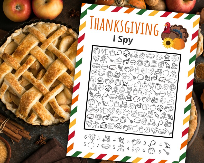 Thanksgiving I Spy Printable Thanksgiving Game Thanksgiving Activity For Kids and Adults Classroom Game Turkey image 2