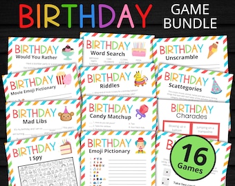 Birthday Game Bundle | Printable Birthday Party Games for Toddlers, Kids and Teens | Birthday Activities | Fun Party Games