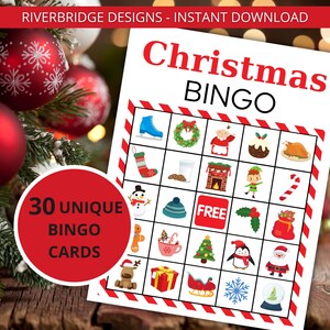 Weihnachtsbingo | Weihnachts-Party-Spiel | Druckbare Aktivitäten für Familien und Kinder | Urlaub Party | Winterbingo | Sofort Download