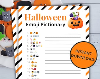 Halloween Emoji Pictionary | Printable Halloween Game | Halloween Activity For Kids and Adults | Halloween Party Game | Classroom Game