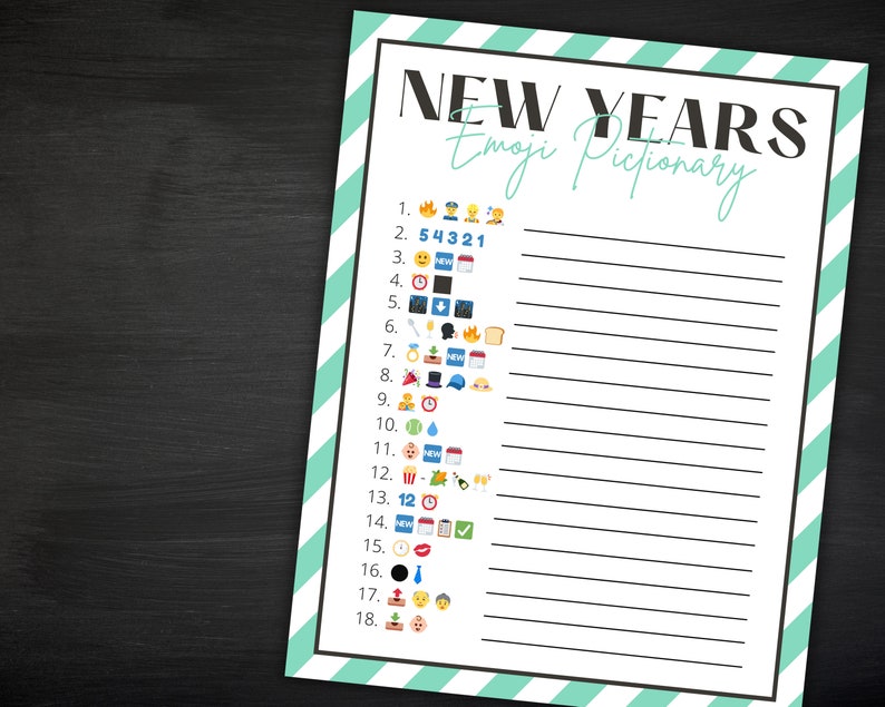 New Year's Eve Emoji Pictionary | Printable New Year's Game | New Years Activity for Kids and ...
