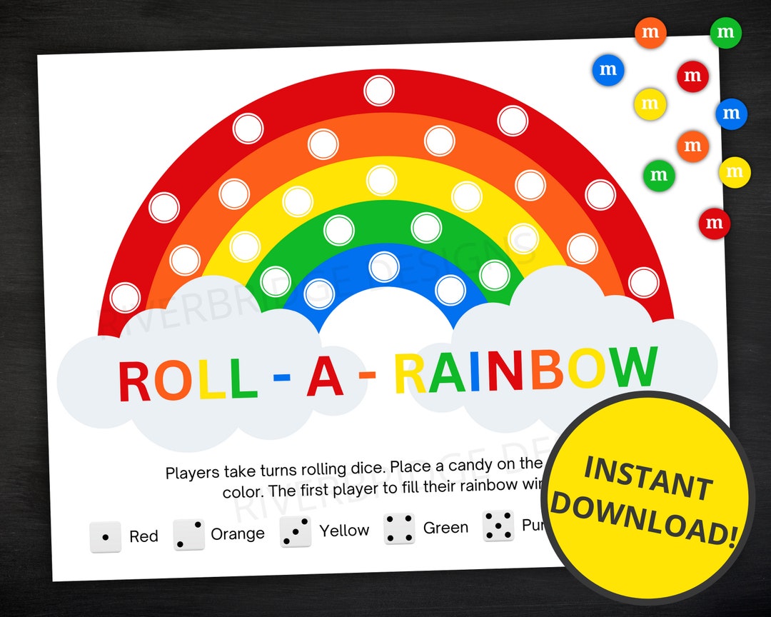 Roll A Rainbow Dice Game  Printable St. Patrick's Day