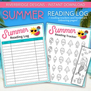 Summer Reading Log For Kids | Printable Book Tracker | Summer Reading Challenge | Summer Bookmarks | Summer Reading Chart | Instant Download