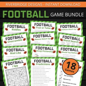 Football Game Bundle | Printable Football Games For Kids and Adults | Party Games and Activities | Football Sunday | Championship Game