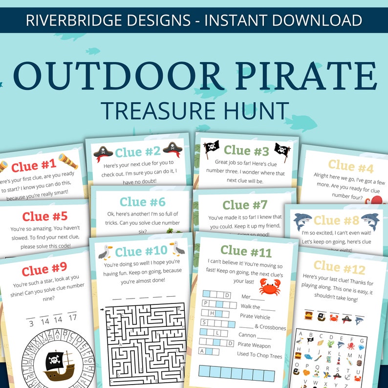 Outdoor Pirate Treasure Hunt for Older Kids | Pirate Scavenger Hunt ...
