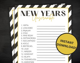 New Year's Eve Unscramble Game | Printable New Year's Game | New Years Activity For Kids and Adults | Party Game | Classroom Game
