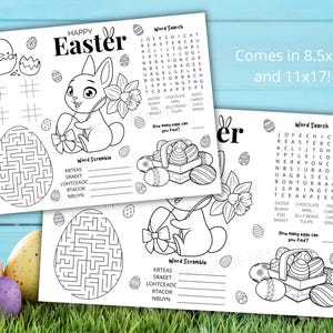 Easter Placemat | Printable Easter Activities for Families and Kids | Easter Games | Easter Party | Instant Download | 8.5x11 and 11x17 image 2