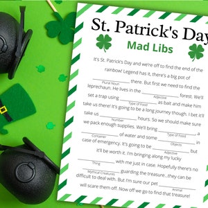 St. Patrick's Day Mad Libs | St Patrick's Party Games | St. Patty's ...
