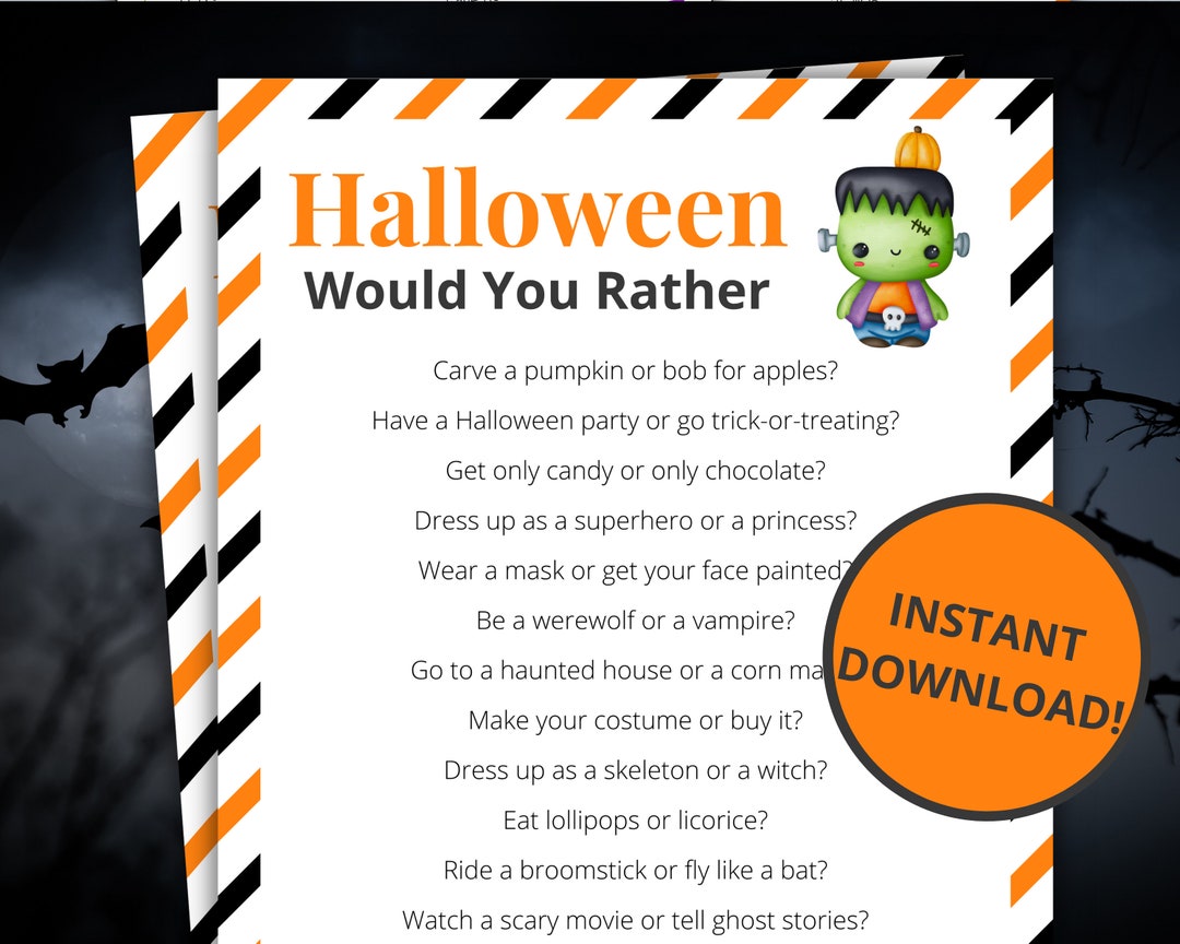 Halloween Would You Rather  Printable Halloween Game