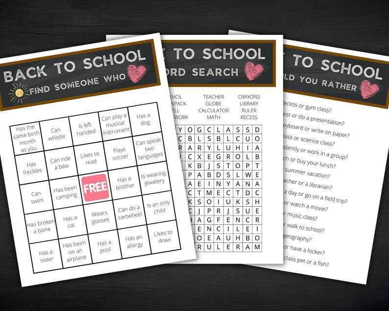 Back to School Game Bundle | Printable Games and Activities for Kids ...