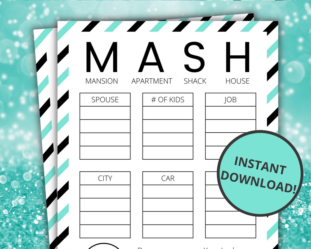 Slumber Party MASH | Printable Sleepover Games for Kids and Teens ...