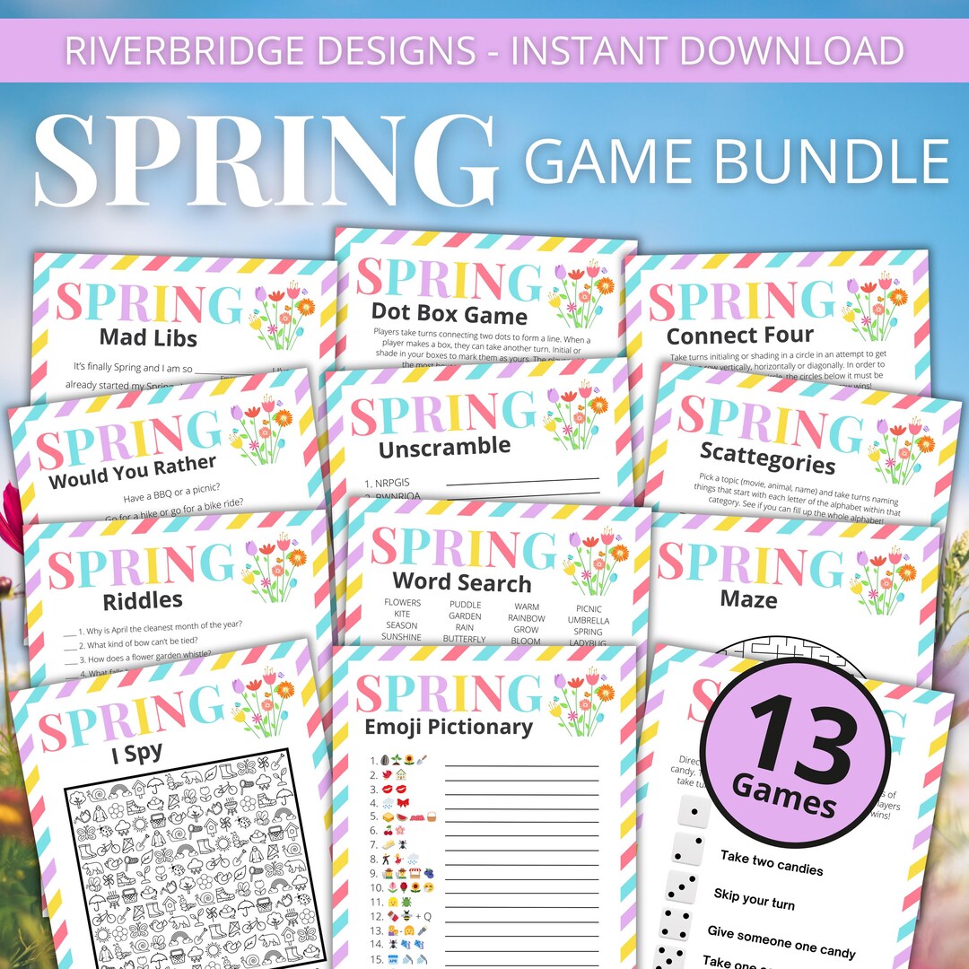 Spring Game Bundle | Printable Spring Games and Activities for Kids and ...