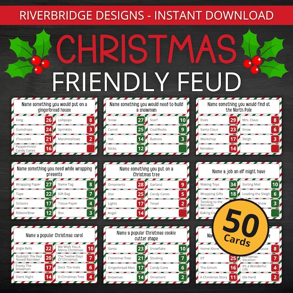 Christmas Friendly Feud | Printable Christmas Game | Christmas Activity For Kids and Adults | Christmas Trivia | Classroom and Party Game