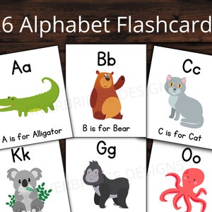 Tarjetas didácticas del alfabeto / 26 lindas tarjetas del alfabeto para el reconocimiento de letras / Preparación escolar / Preparación para el jardín de infantes / Tarjetas ABC Montessori