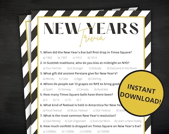 New Year's Eve Trivia | Printable New Year's Game | New Years Activity For Kids and Adults | Party Game | Classroom Game