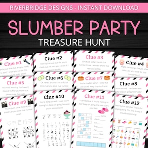 Slumber Party Treasure Hunt For Older Kids | Sleepover Scavenger Hunt | Sleepover Activity for Kids and Teens | Birthday Games and Puzzles