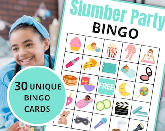 Slumber Party Bingo | Printable Sleepover Games for Kids and Teens | Pajama Party Activities | Birthday Party Sleepover Games  - Mint