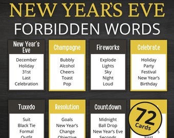 New Year's Eve Forbidden Words | Printable New Year's Game | New Year's Activity For Kids and Adults | New Year's Party and Classroom Game