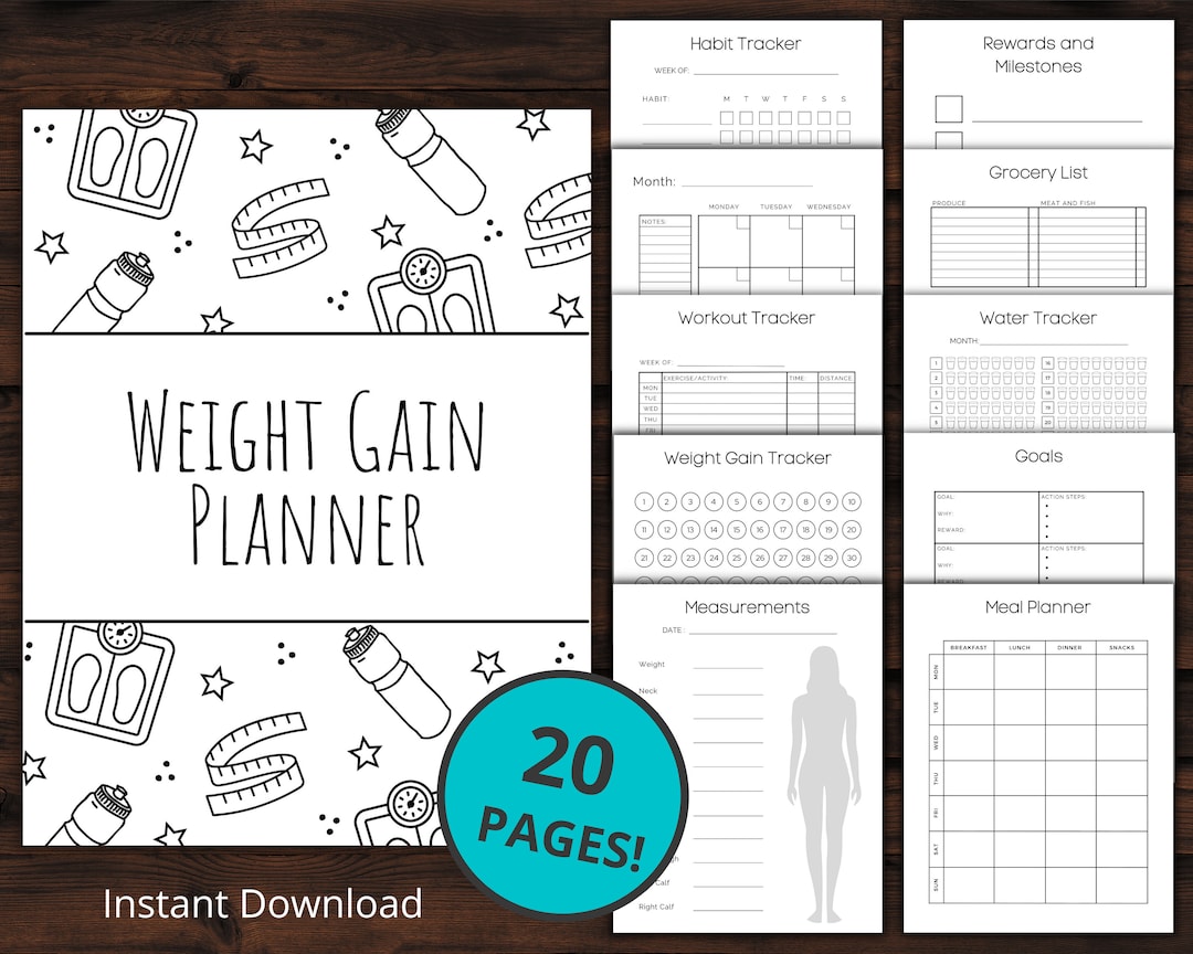 Weight Gain Journal Fitness Tracker Weight Gain Tracker Weight Gain