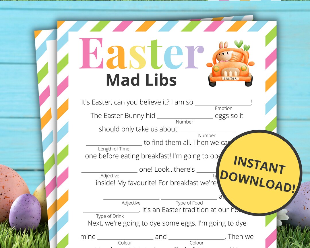 Easter Mad Libs Printable Easter Game Easter Activity For Etsy