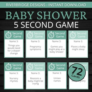 Baby Shower, 5 secondes de jeu | Jeu de baby shower imprimable | Activité révélatrice de genre pour enfants et adultes | Verdure