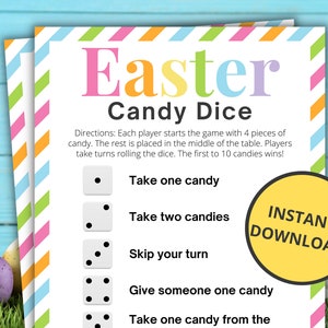 Easter Candy Dice Game | Printable Easter Game | Easter Activity For Kids and Adults | Easter Party Game | Family Game | Classroom Game