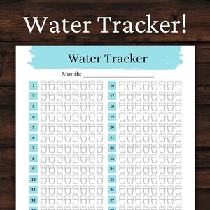 Water Tracker | Monthly Water Intake | Habit Tracker | 8.5x11 - Blue
