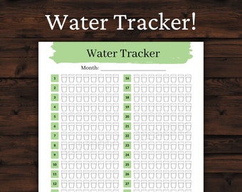 Water Tracker | Monthly Water Intake | Habit Tracker | 8.5x11 - Green