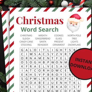 Christmas Word Search | Printable Christmas Game | Christmas Activity For Kids and Adults | Christmas Party Game | Holiday Classroom Game