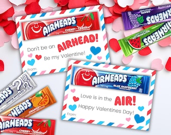 Airheads Valentine's Day Cards | Printable Valentine's Day Gift Tag | Valentine Party | Classroom Valentine Card Exchange