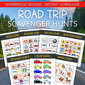 Road Trip Scavenger Hunts | Road Trip Games | Printable Activities for Families and Kids | Travel Activity Pack | Kids Travel Games