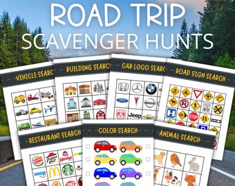 Road Trip Scavenger Hunts | Road Trip Games | Printable Activities for Families and Kids | Travel Activity Pack | Kids Travel Games
